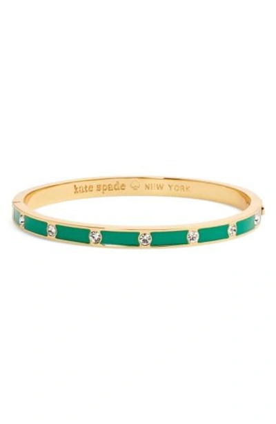 Kate Spade Crystal & Enamel Hinge Bangle In Green