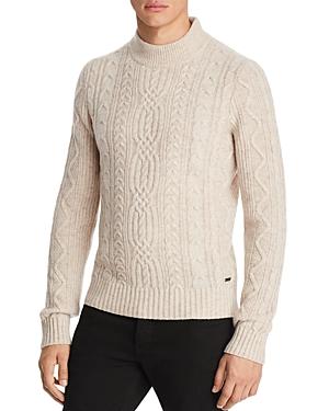 Hugo Boss Orange Kabiol Cable Knit Mock Neck Sweater In Cream | ModeSens