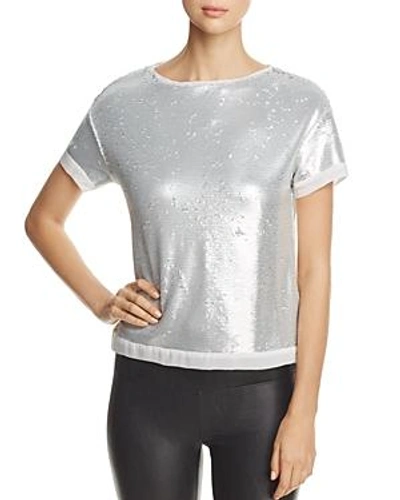 Three Dots Sequined Boxy Top In Silver