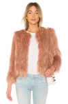 1.state Cropped Faux Fur Jacket In Lustre Nude