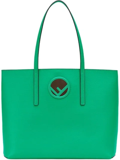 Fendi Logo Leather Shopper - Green