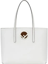 Fendi F Logo Calf Leather Shopping Tote Bag In White