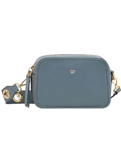 Fendi Logo Leather Camera Bag - Blue In Tempest