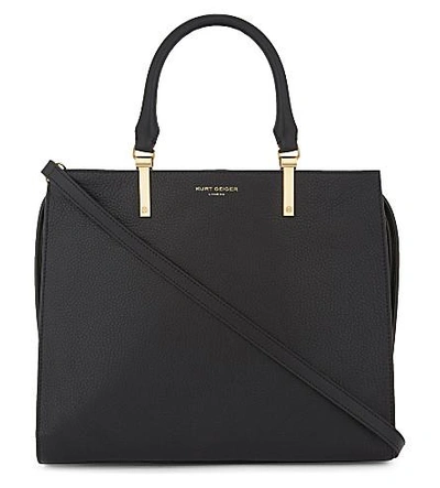 Kurt Geiger Emma Grained Leather Tote In Black