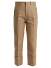 Marni Straight-leg Cropped Cotton Trousers In Beige