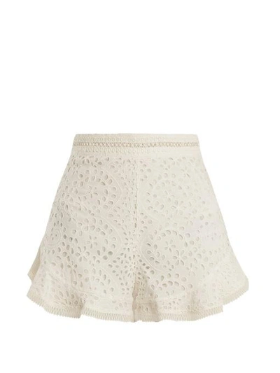Zimmermann Lovelorn Broderie Anglaise Cotton Shorts In Ivory