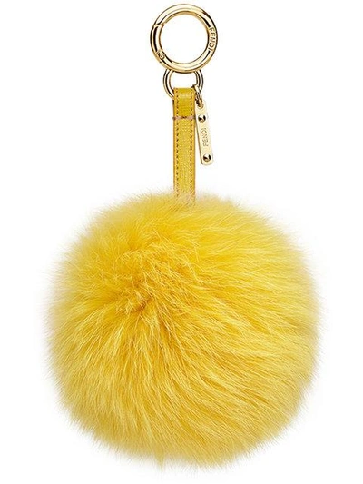 Fendi Pompom Bag Charm In Yellow