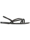 Ancient Greek Sandals Yianna Braided-leather Sandals In Black