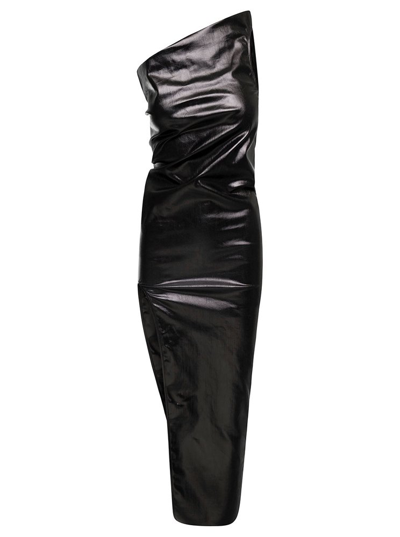Rick Owens Athena One-shoulder Cotton-blend Maxi Dress In Black