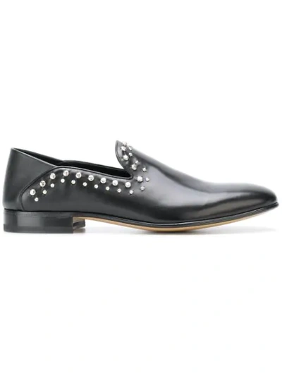Alexander Mcqueen Hammered Stud Black Leather Loafers