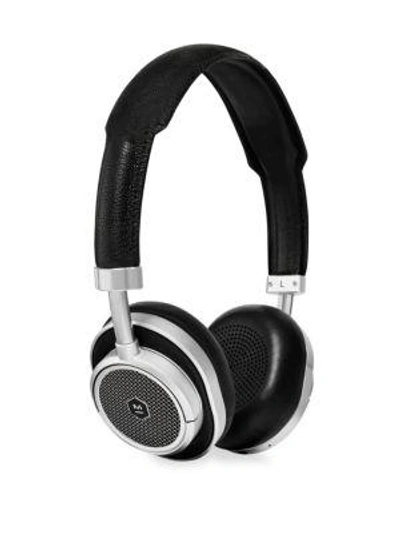 Master & Dynamic Leather Headphones In Black Silver