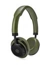 Master & Dynamic Leather Headphones In Olive