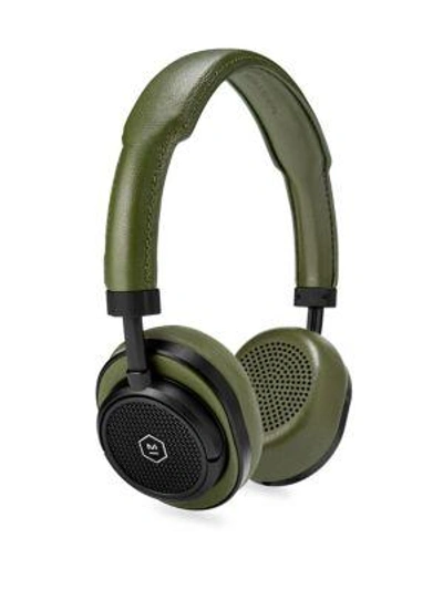 Master & Dynamic Leather Headphones In Olive
