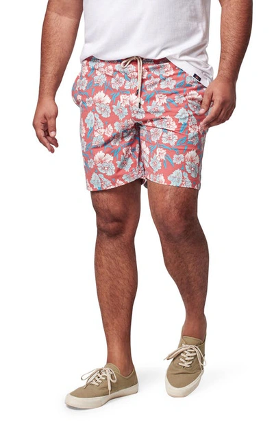 Faherty Beacon Stretch Quick Dry Floral Print Regular Fit Swim Trunks In Red Multi Floral
