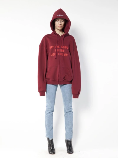 Vetements "may The Bridges I Burn Light The Way" Oversized Zipper Hoodie |  ModeSens