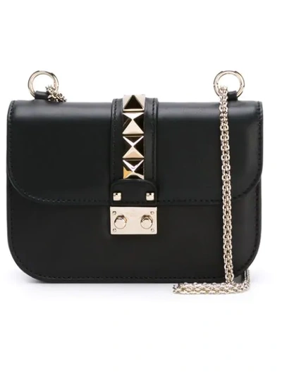 Valentino Garavani Small Studded Leather Lock Bag In Black
