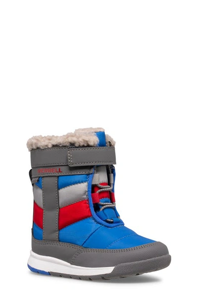 Merrell Kids' Alpine Puffer Waterproof Boot In Grey/ Royal/ Red