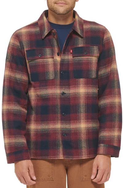Levi's Quilt Lined Cotton Shacket In Red Ombre