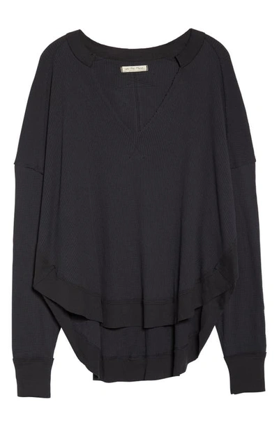 Free People Owen Thermal Knit Top In Black