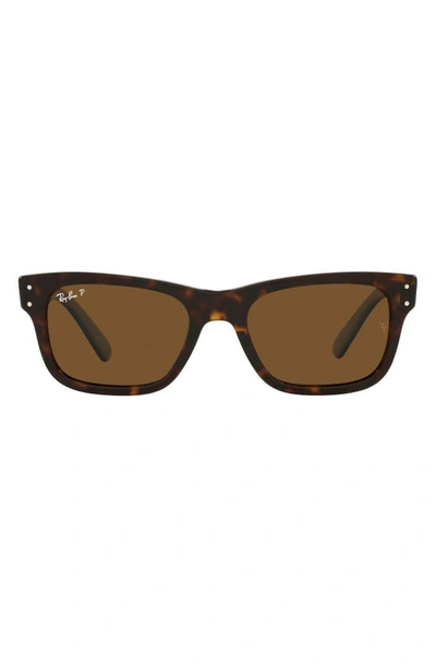 Ray Ban 55mm Rectangular Sunglasses In Havana/ Green