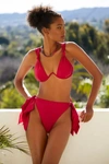 Andrea Iyamah Rai High Rise Side Tie Bikini Bottom In Ruby
