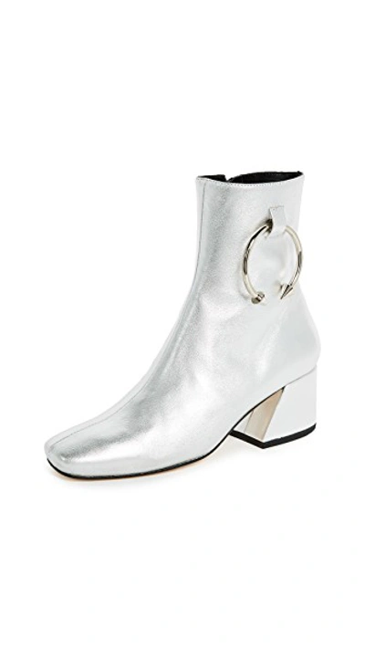 Dorateymur 50mm Pierce Metallic Leather Ankle Boot In Silver