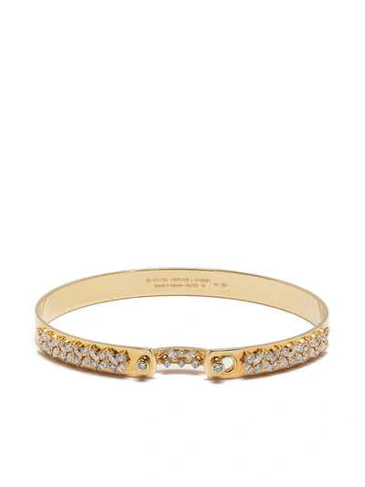 Nouvel Heritage 18K Yellow Gold Diamond Business Meeting Mood Bangle Bracelet - White/Gold