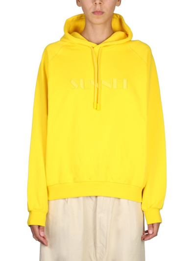 Sunnei Cotton Sweatshirt Unisex In Yellow