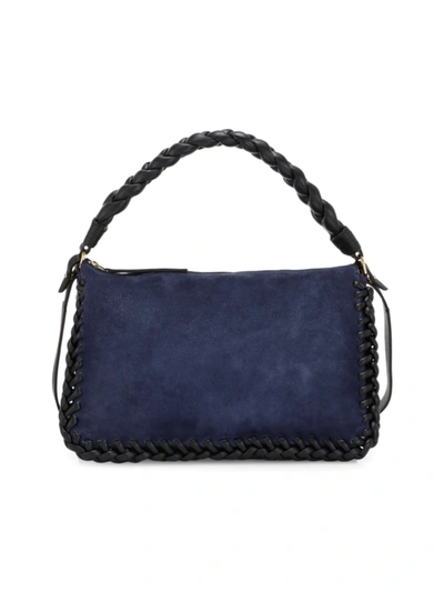 Altuzarra Large Braided Suede Top Handle Bag In Blue Multi