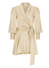 Zimmermann Silk Wrap Minidress In Cream