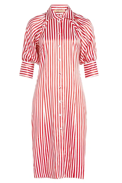 Maggie Marilyn Tonis Striped Silk Shirt Dress In Pink,stripes