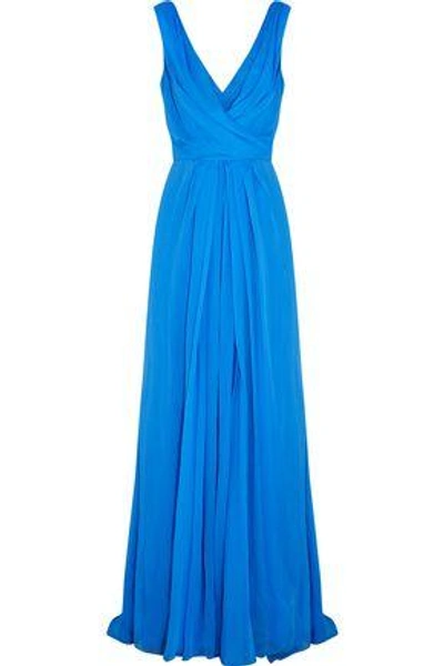 Oscar De La Renta Woman Draped Silk-crepe Gown Cobalt Blue | ModeSens