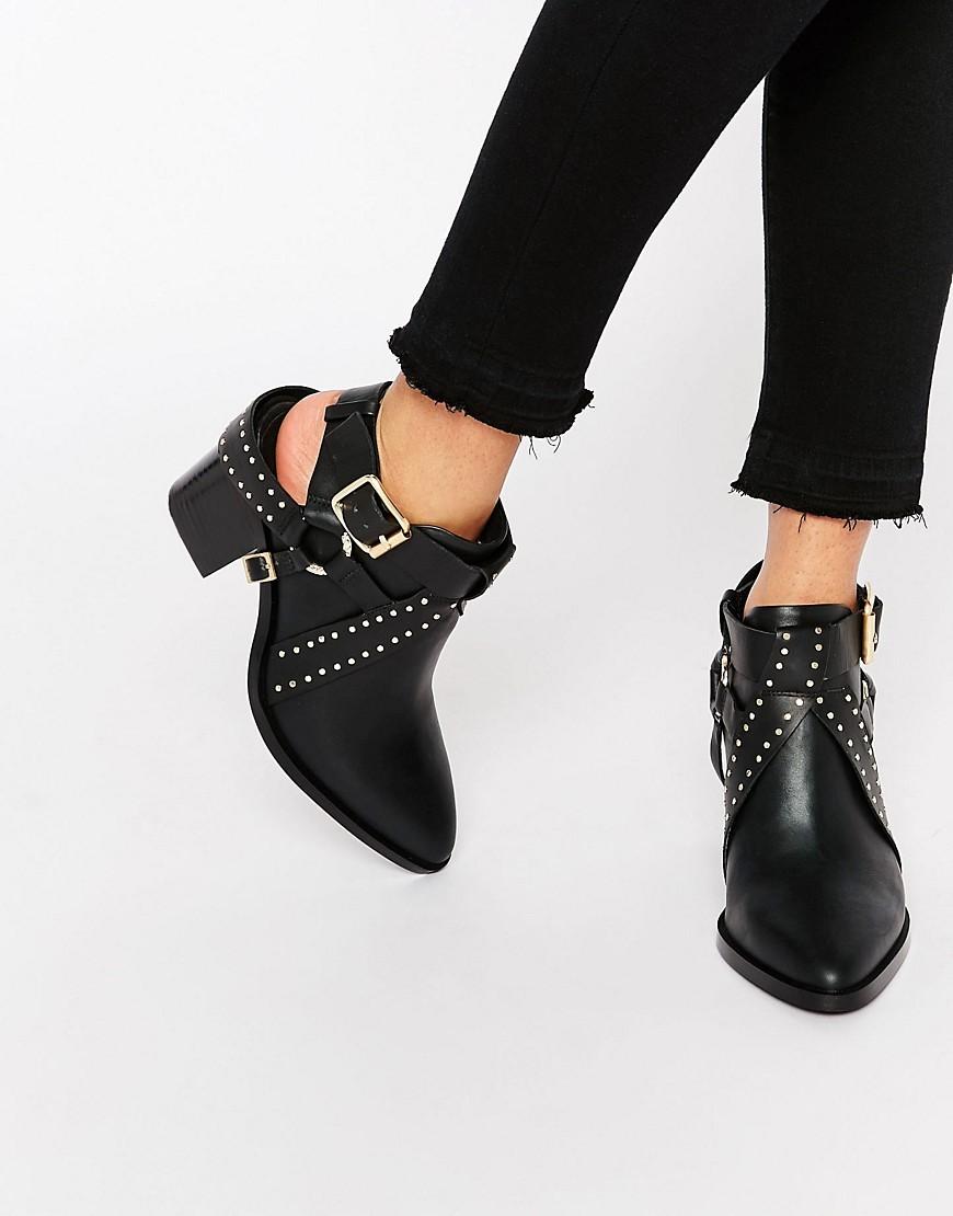 Senso Owen I Black Leather Cut Out Western Heeled Ankle Boots - Black ...