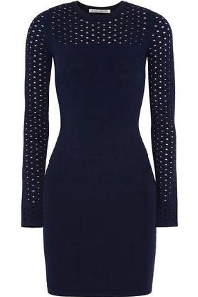 Autumn Cashmere Woman Perforated Stretch-knit Dress Navy