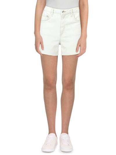 Rag & Bone ‘rosa' Raw Hem White Denim Midi Shorts