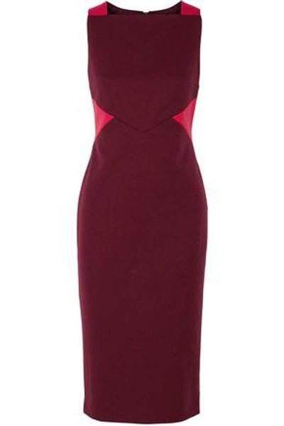 Raoul Woman Blaire Two-tone Crepe Dress Burgundy