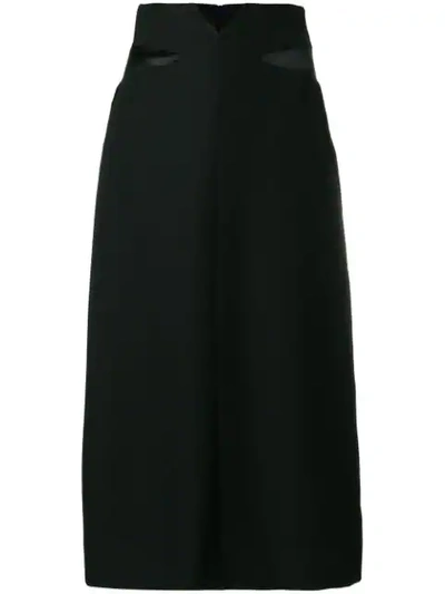Maison Margiela Panelled-satin Wool Midi Skirt In Black