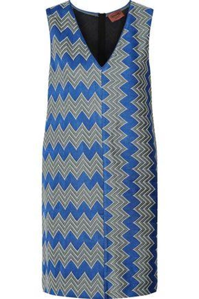 Missoni Woman Paneled Crochet-knit Mini Dress Bright Blue