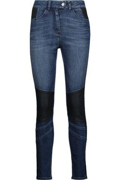 Belstaff Woman Asha Paneled High-rise Skinny Jeans Dark Denim