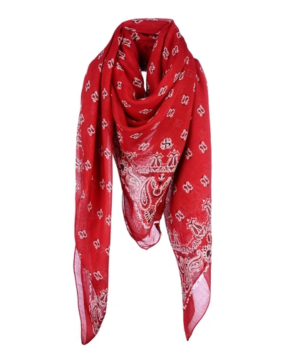 Saint Laurent Square Scarves In Red