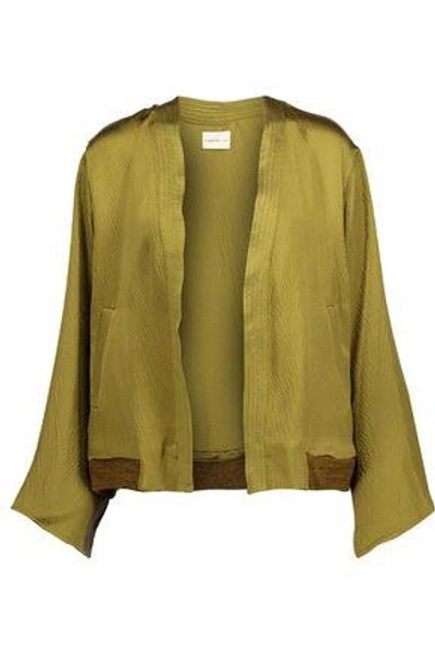 Simon Miller Woman Koka Textured Silk-satin Jacket Green