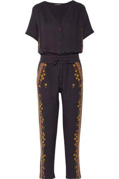 Antik Batik Woman Sharlen Sequin-embellished Embroidered Cotton-gauze Jumpsuit Midnight Blue