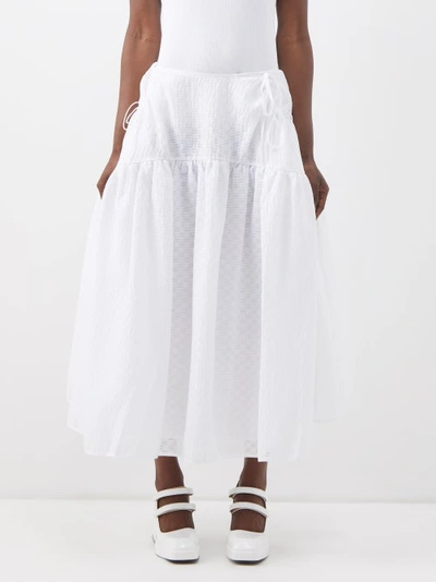 Cecilie Bahnsen Lilly Panelled Jacquard Midi Skirt In Bianco