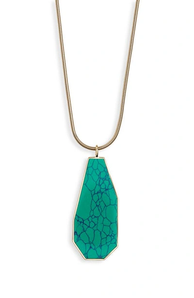 Isabel Marant To Dance Marbled Pendant Necklace In Green,gold