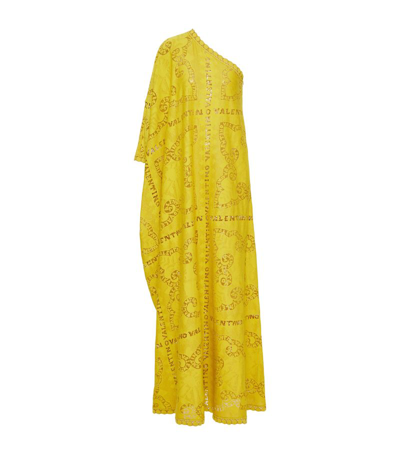 Valentino Bandana Cotton Guipure Gown In Texture Yellow