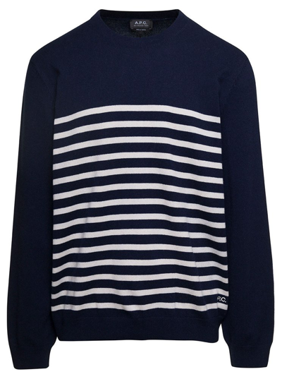A.p.c. A.p.c Mens Striped Cotton And Wool Pullover In Black
