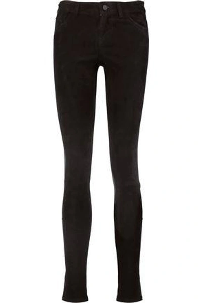 Alice And Olivia Woman Angie Stretch-suede Skinny Pants Black