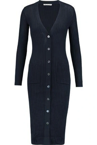 Autumn Cashmere Ribbed Cotton Cardigan In Midnight Blue