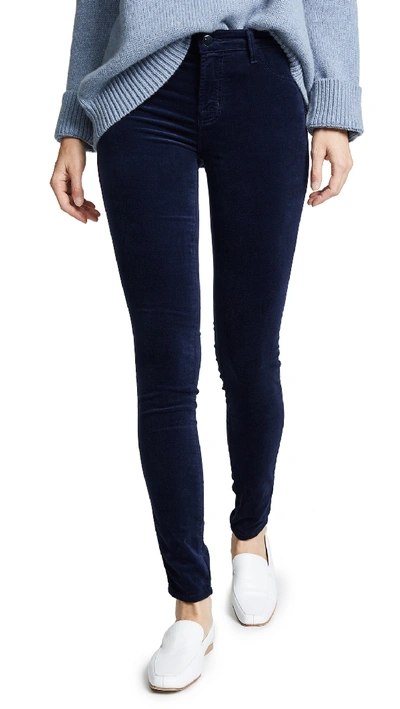 J Brand 815 Mid Rise Velvet Super Skinny Pants In Night Out