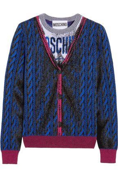 Moschino Woman Intarsia Wool Sweater Blue